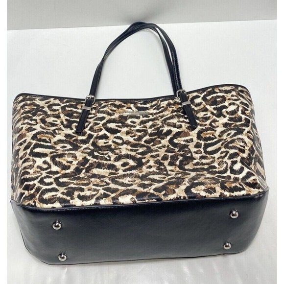 Nine West Leopard Print Malibu Handbag VTG Y2K Cheetah Purse Zip Tote Travel Bag - Picture 13 of 13